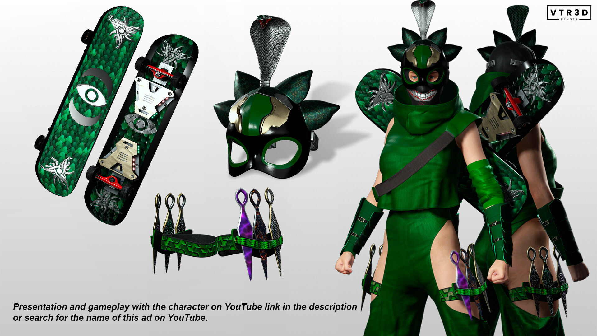 Venoma Ninja Game Ready Stylized Assassin Snake Inspired Sci Fi Low-poly 3D model_6