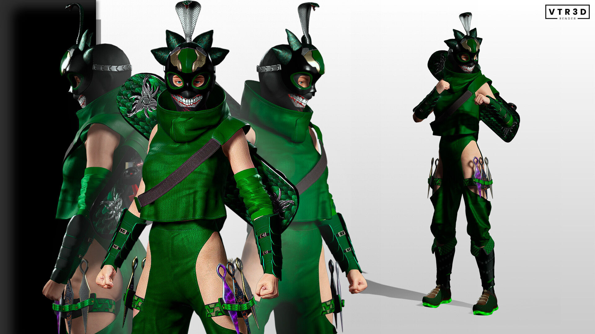 Venoma Ninja Game Ready Stylized Assassin Snake Inspired Sci Fi Low-poly 3D model_2