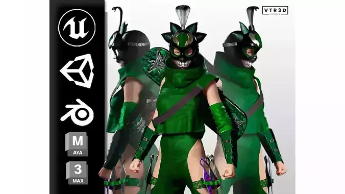 Venoma Ninja Game Ready Stylized Assassin Snake Inspired Sci Fi Low-poly 3D model