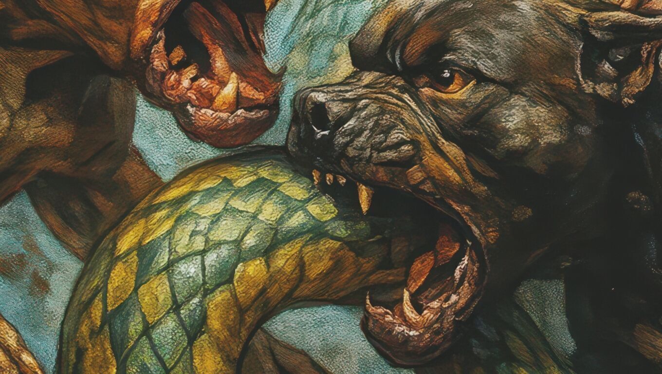 16K Base Color Texture Dog and Serpent Mural Ultra HD Texture_4