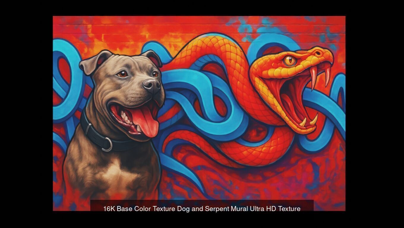5 Textures 16K Base Color Dog and Serpent Mural Ultra HD Texture_2
