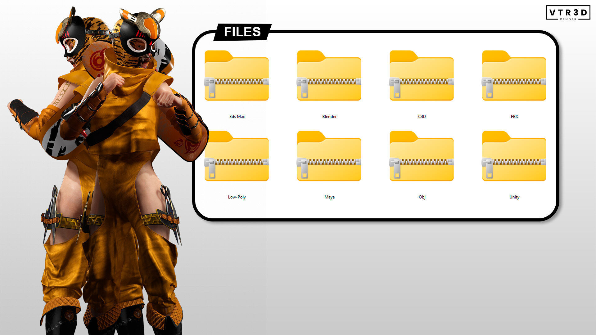 Tora Blaze Ninja Futuristic Tiger Mask Assassin Game Ready Low-poly 3D model_8