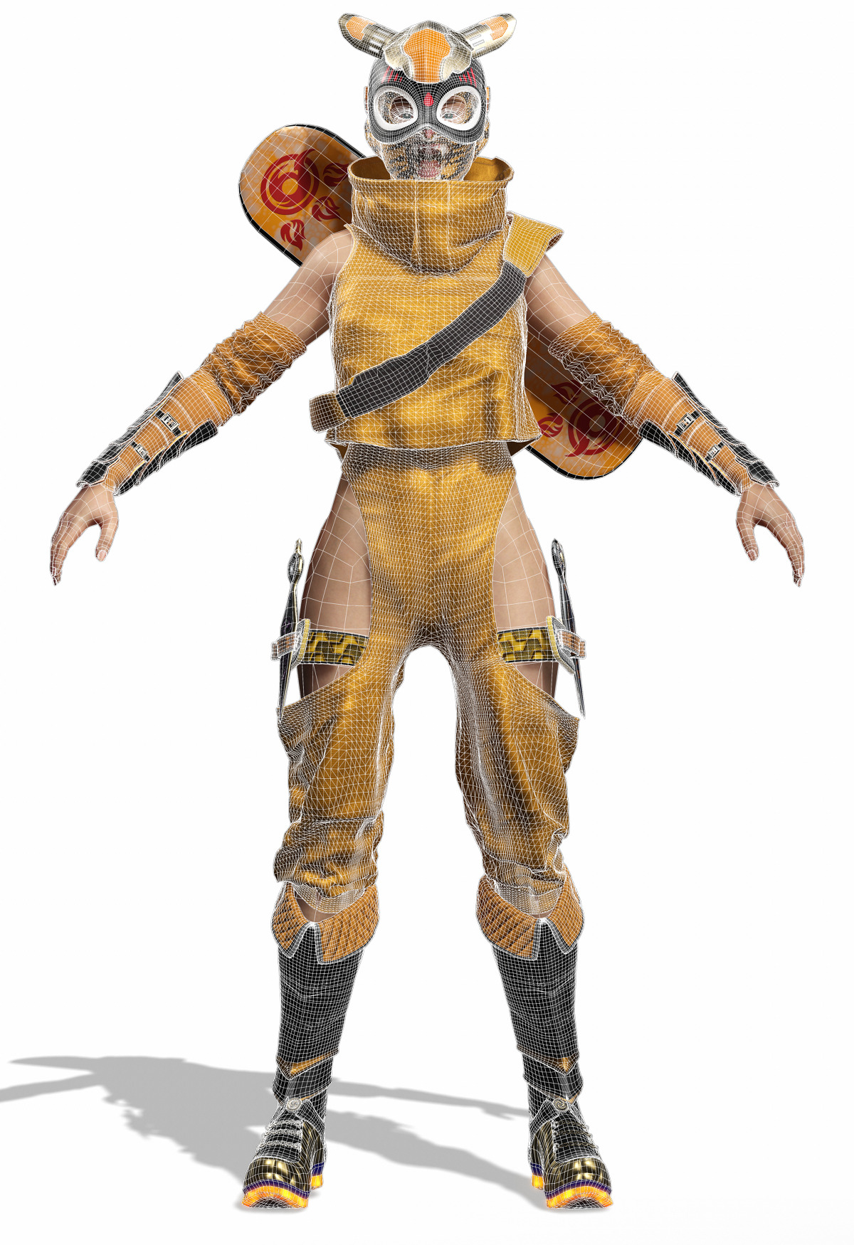 Tora Blaze Ninja Futuristic Tiger Mask Assassin Game Ready Low-poly 3D model_19