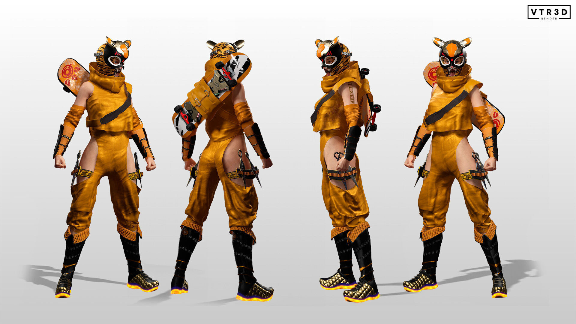 Tora Blaze Ninja Futuristic Tiger Mask Assassin Game Ready Low-poly 3D model_4