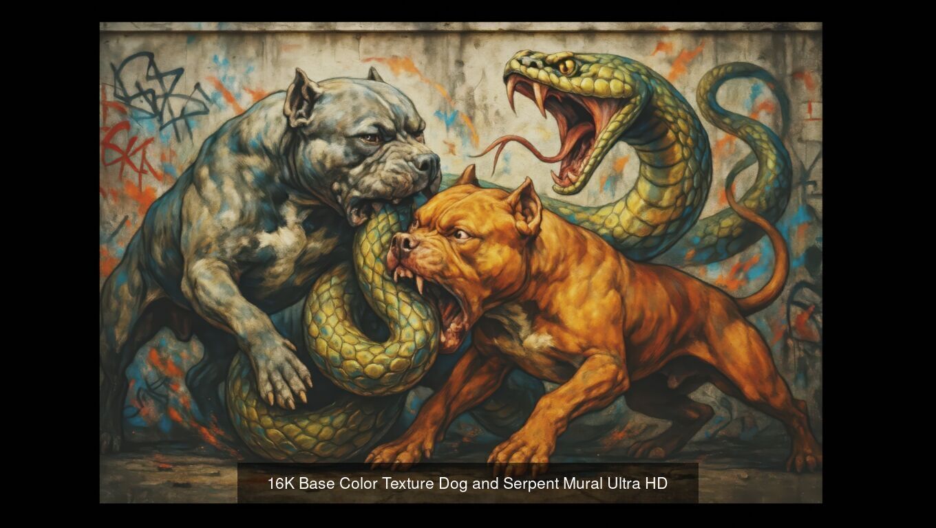 5 Textures 16K Base Color Dog and Serpent Mural Ultra HD Texture_1