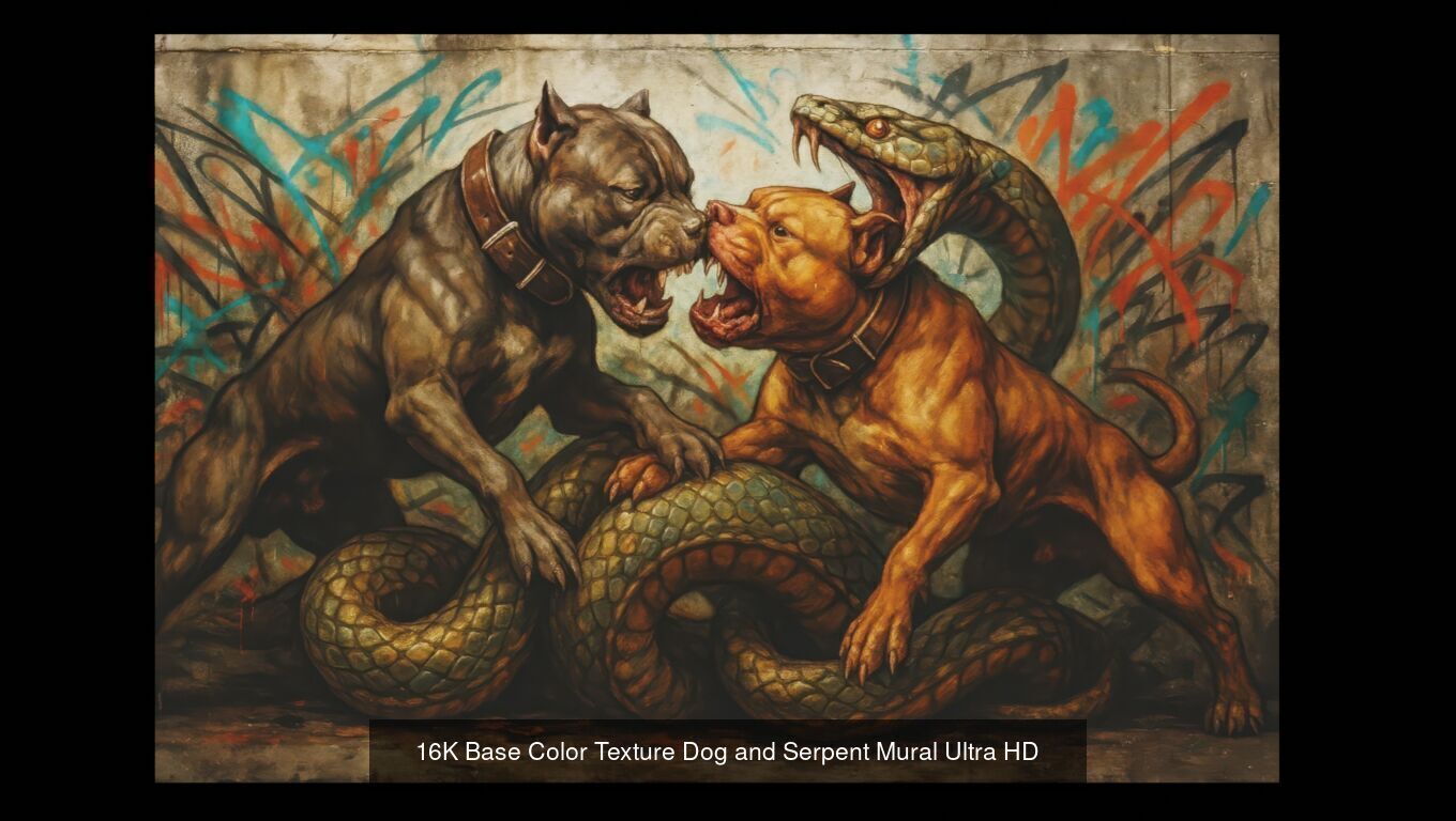 5 Textures 16K Base Color Dog and Serpent Mural Ultra HD Texture_2