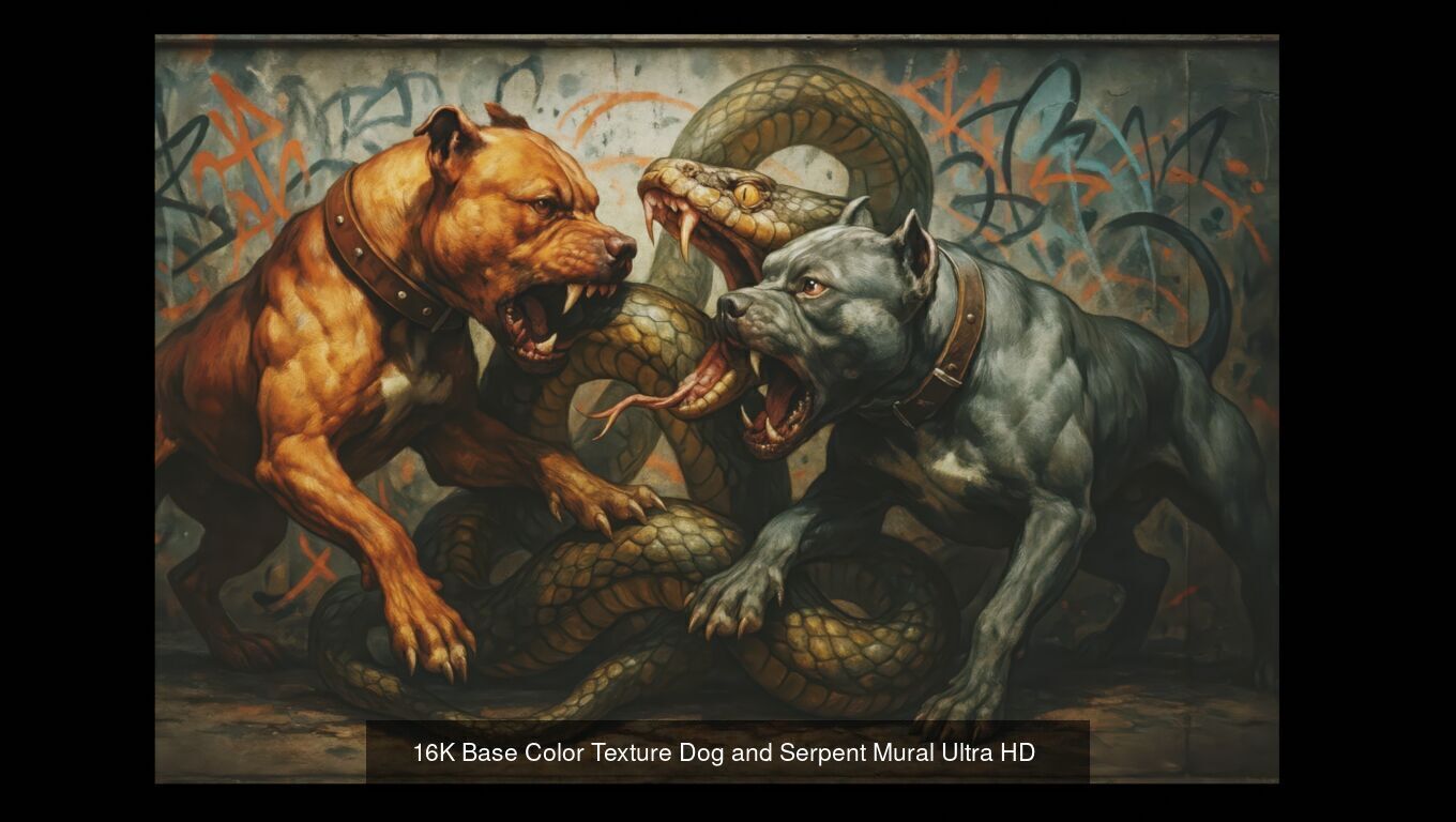 5 Textures 16K Base Color Dog and Serpent Mural Ultra HD Texture_3