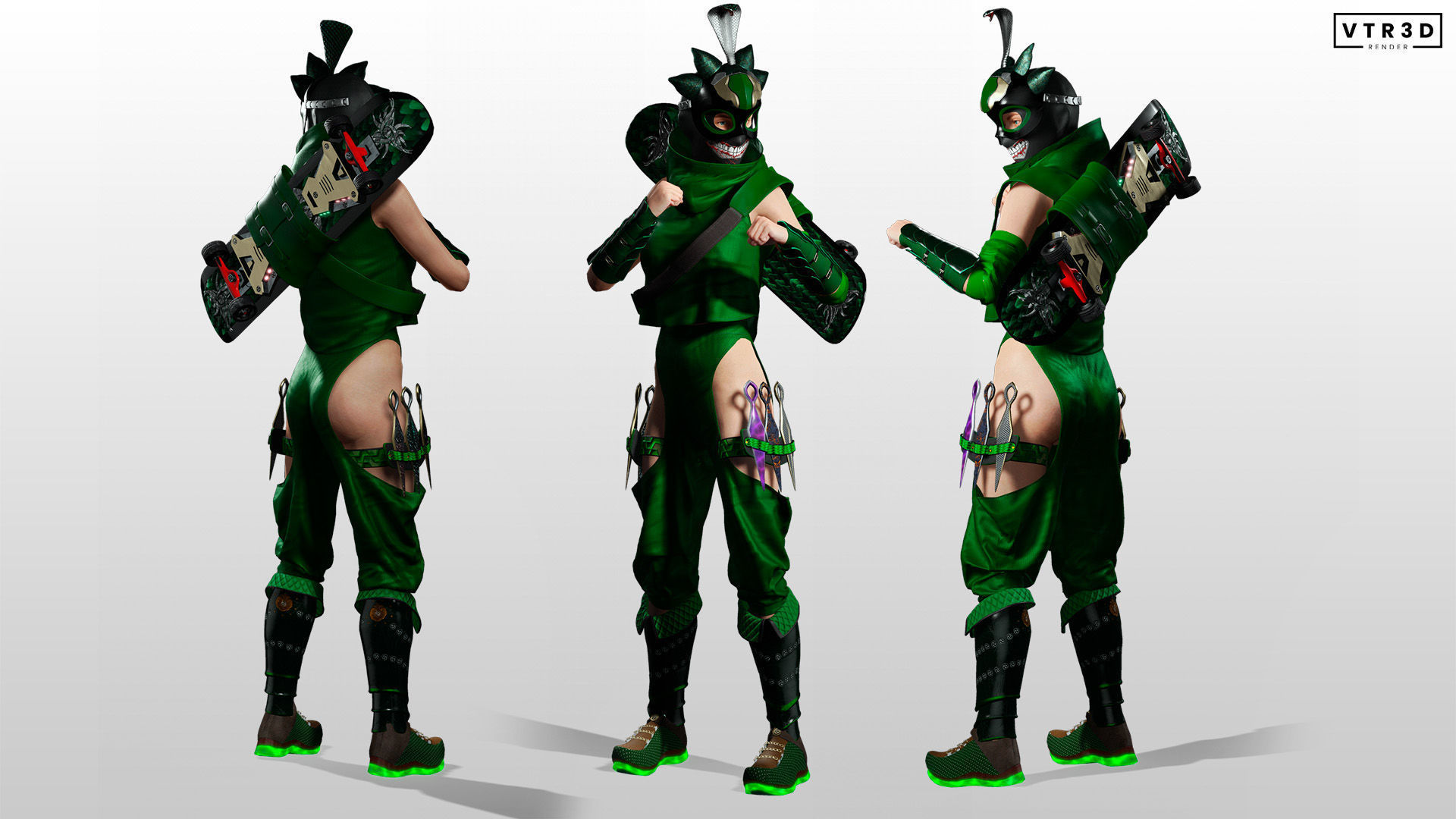Ninja Assassin Girls Sci-fi Futuristic Realistic Stylized 3D Model Collection_22