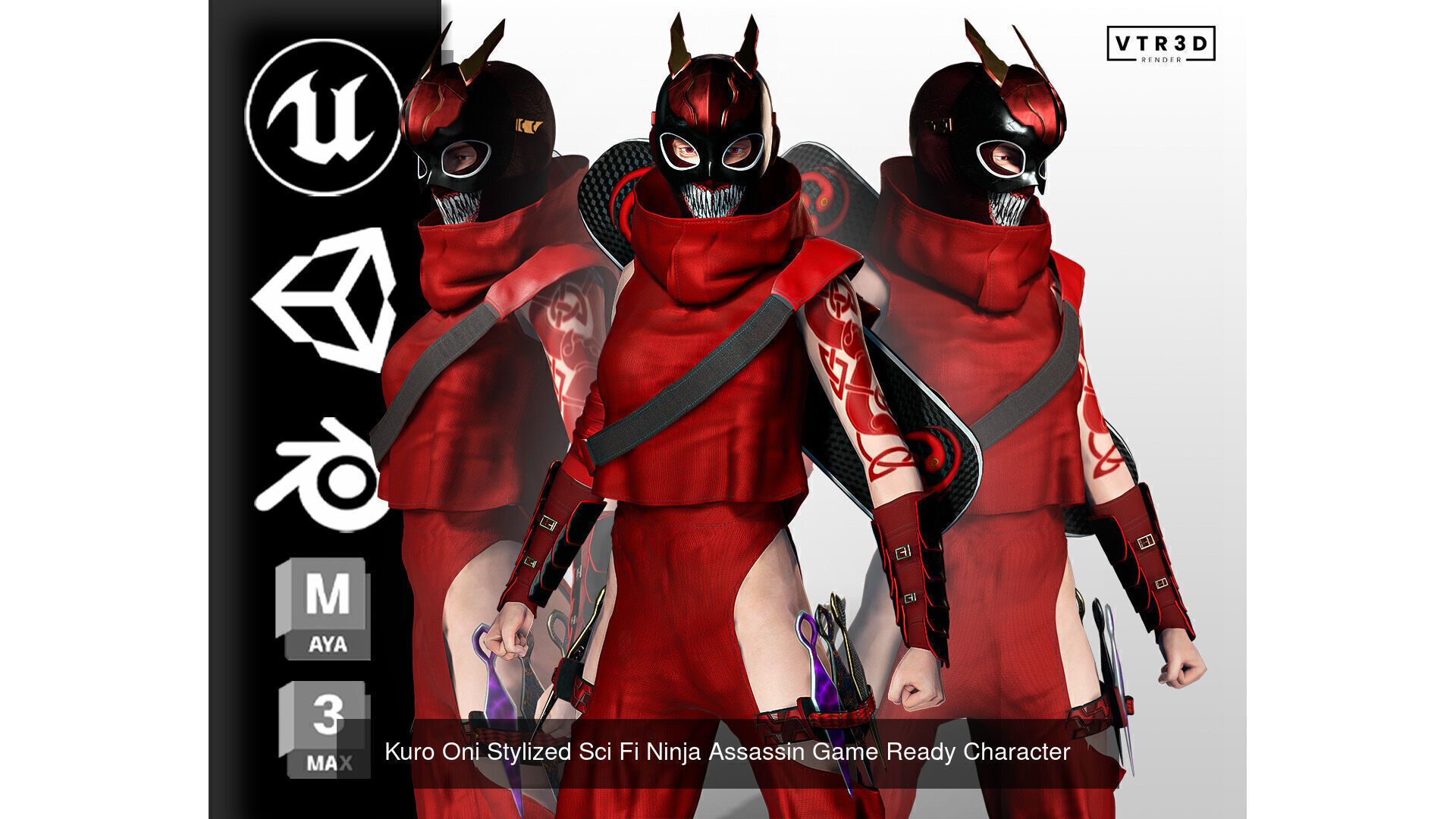 Ninja Assassin Girls Sci-fi Futuristic Realistic Stylized 3D Model Collection_7