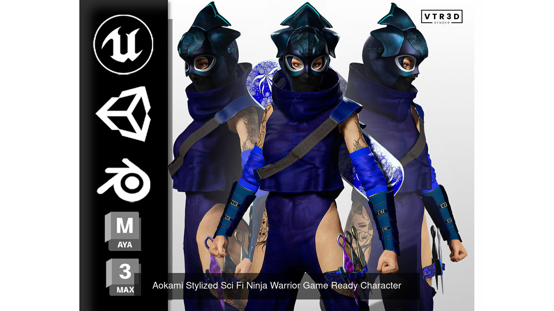 Ninja Assassin Girls Sci-fi Futuristic Realistic Stylized 3D Model Collection_8