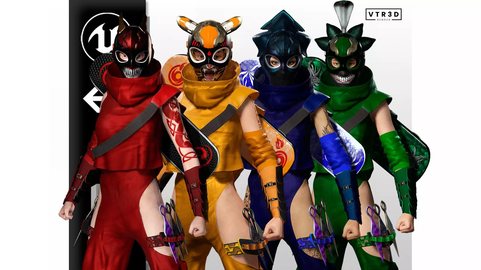 Ninja Assassin Girls Sci-fi Futuristic Realistic Stylized 3D Model Collection_0