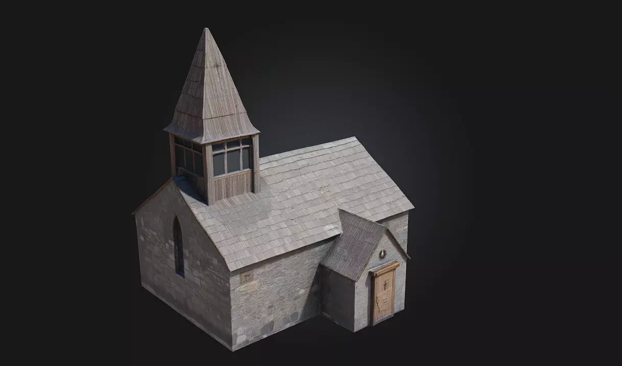 Stone Chapel Render Sacred Stillness in Timeless Stone 3D model_0