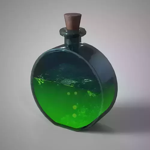 Green Potion Bottle Game Ready Fantasy Poison or Elixir