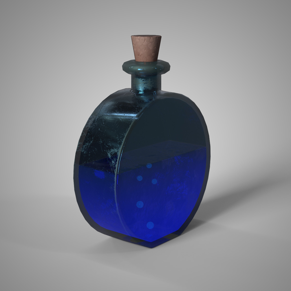 Blue Mana Potion Bottle Game Ready Fantasy Asset Low-poly 3D model_2