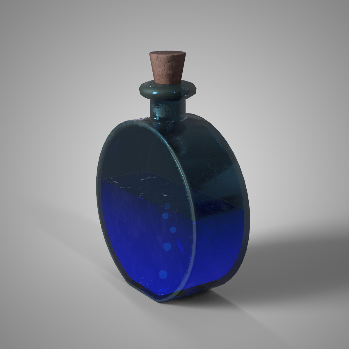 Blue Mana Potion Bottle Game Ready Fantasy Asset Low-poly 3D model_1