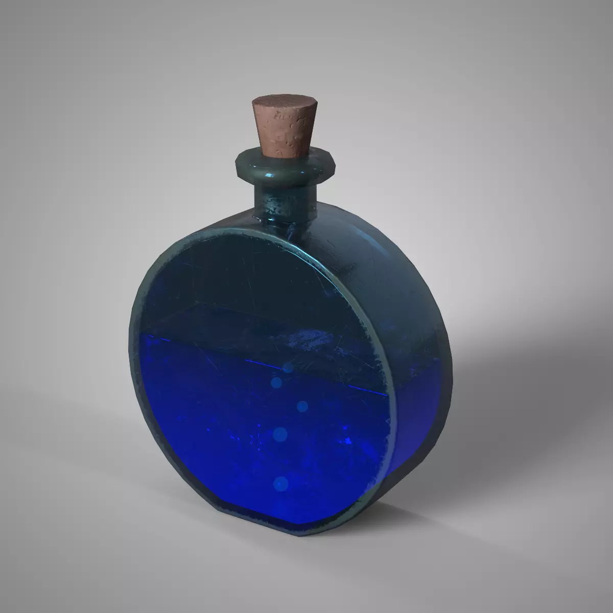 Blue Mana Potion Bottle Game Ready Fantasy Asset Low-poly 3D model_0