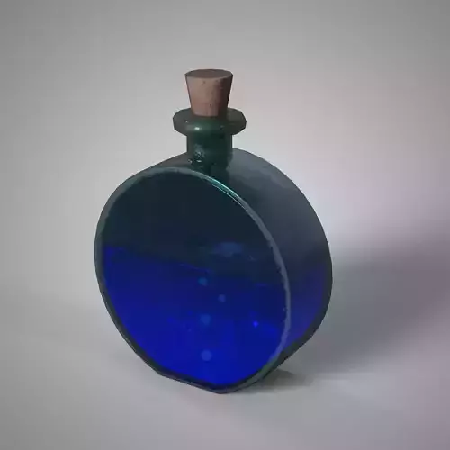 Blue Mana Potion Bottle Game Ready Fantasy Asset