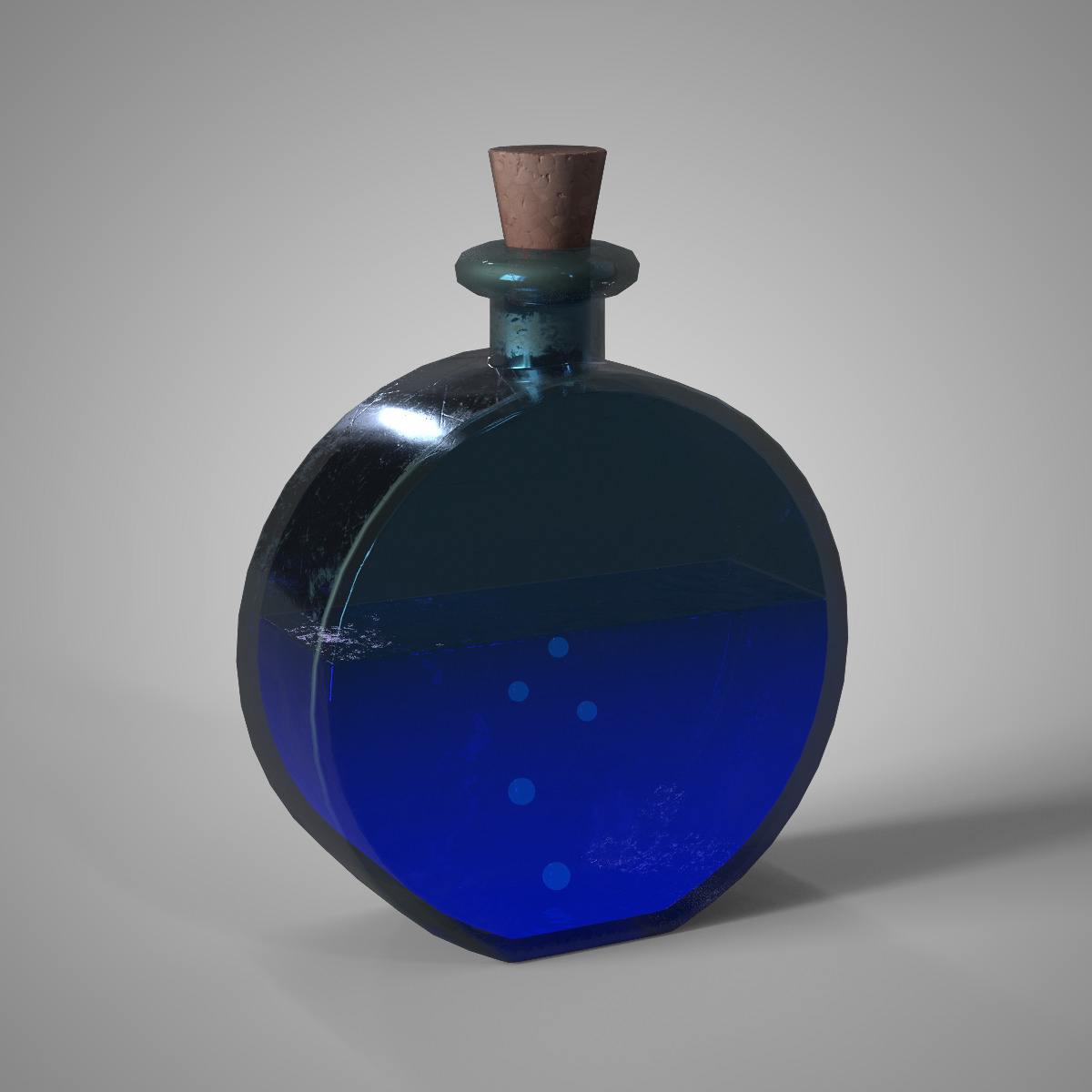 Blue Mana Potion Bottle Game Ready Fantasy Asset Low-poly 3D model_3