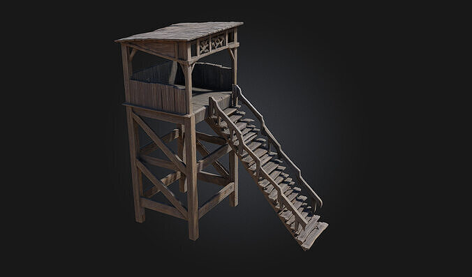 Wooden Watchtower  Rustic Sentinel of the Wilderness 3D model