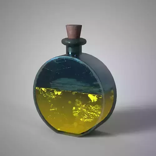 Yellow Elixir Potion Bottle Stylized Game Asset