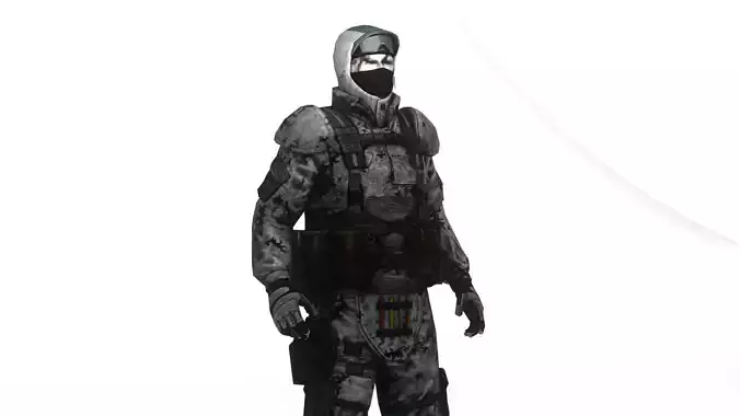 Modern Military Soldier 3D Model GameReady Rigged