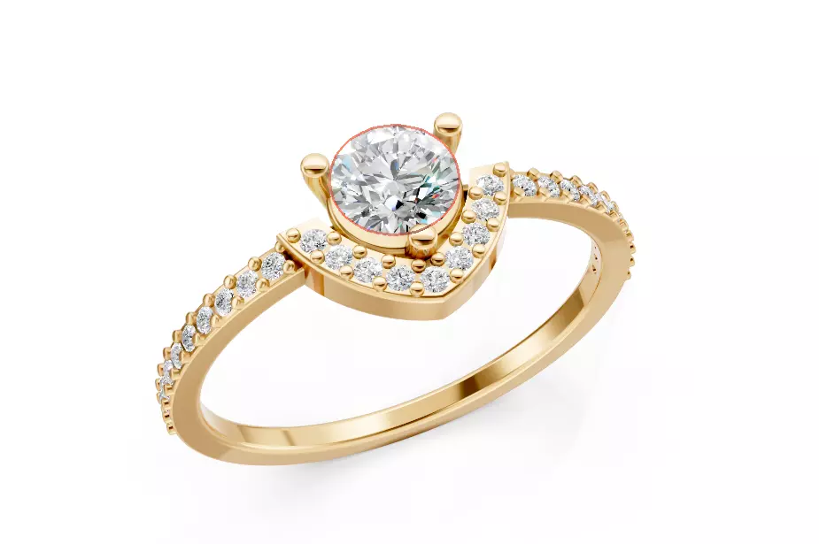 Anel Solitario Pontinha Cravejada Impressao 3D e fundicao 3D print model