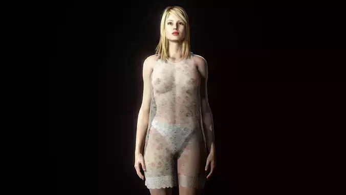 Sexy Woman In Her Under Dress Low-poly 3D model