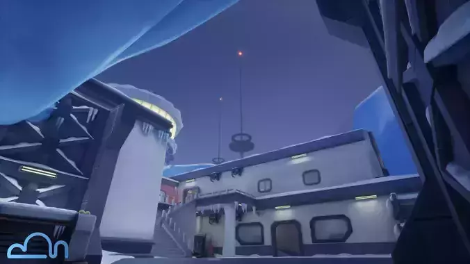 Stylized Arctic Base Low-poly 3D model