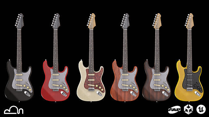 Guitar Stratocaster Low-poly 3D model