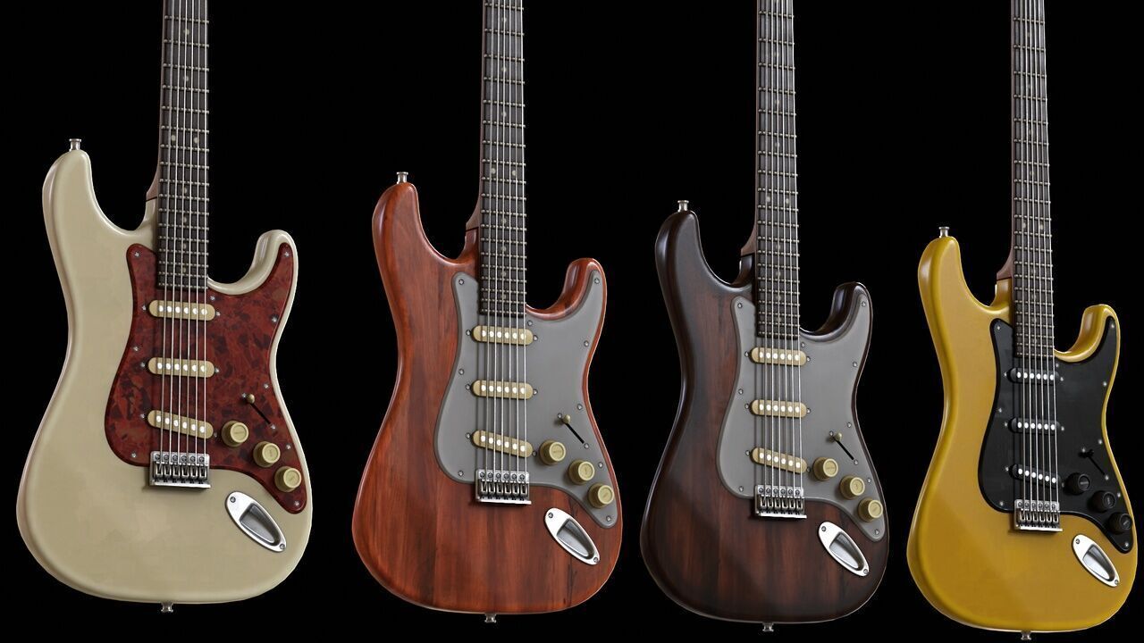 Guitar Stratocaster Low-poly 3D model_7