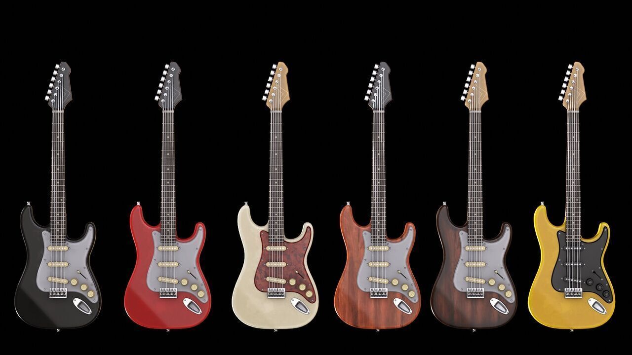 Guitar Stratocaster Low-poly 3D model_1