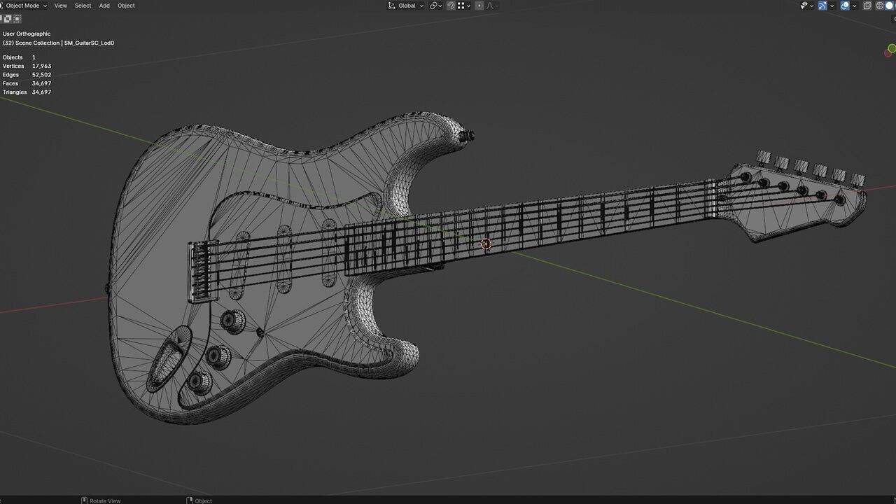 Guitar Stratocaster Low-poly 3D model_9