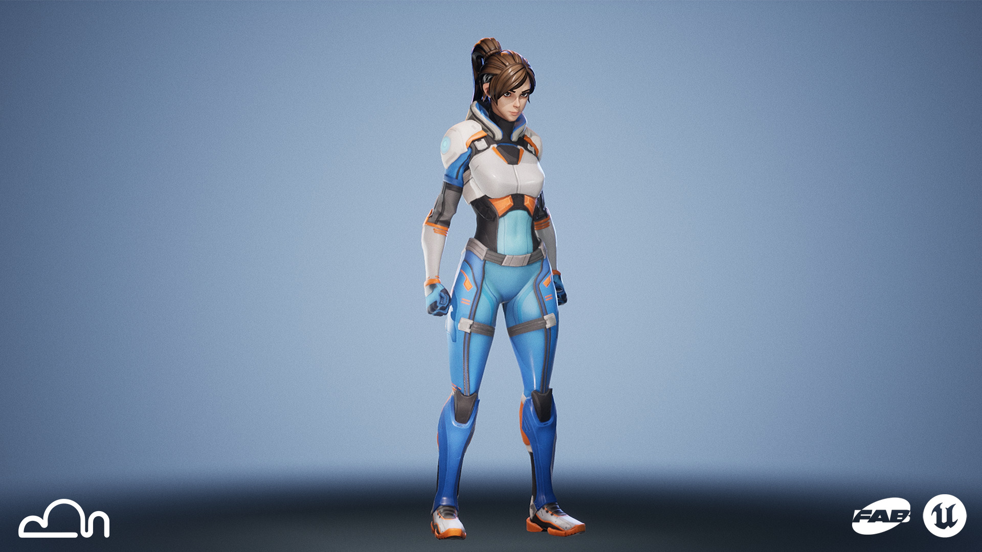 Stylized Sci-fi Girl Low-poly 3D model_2