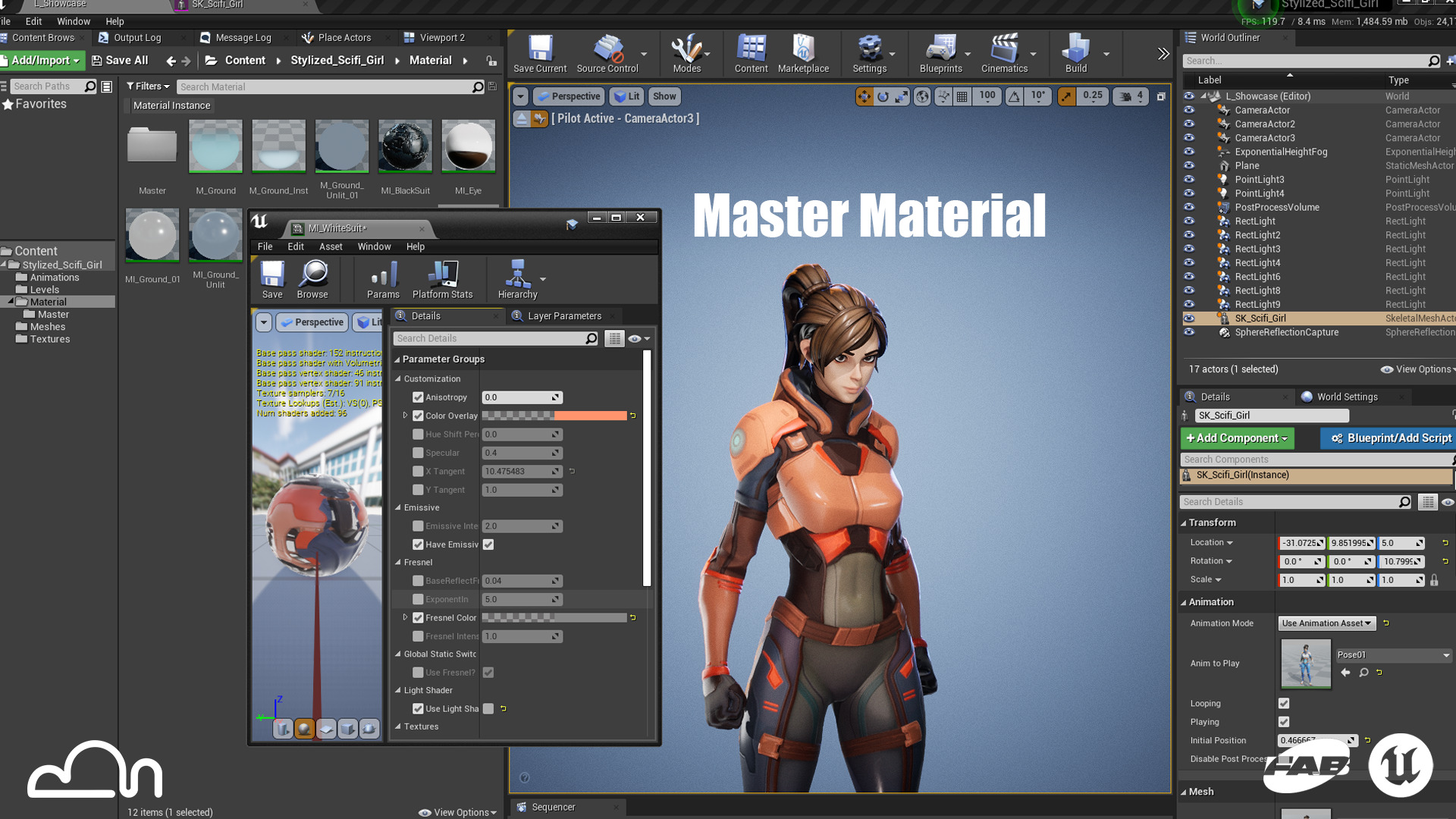 Stylized Sci-fi Girl Low-poly 3D model_7