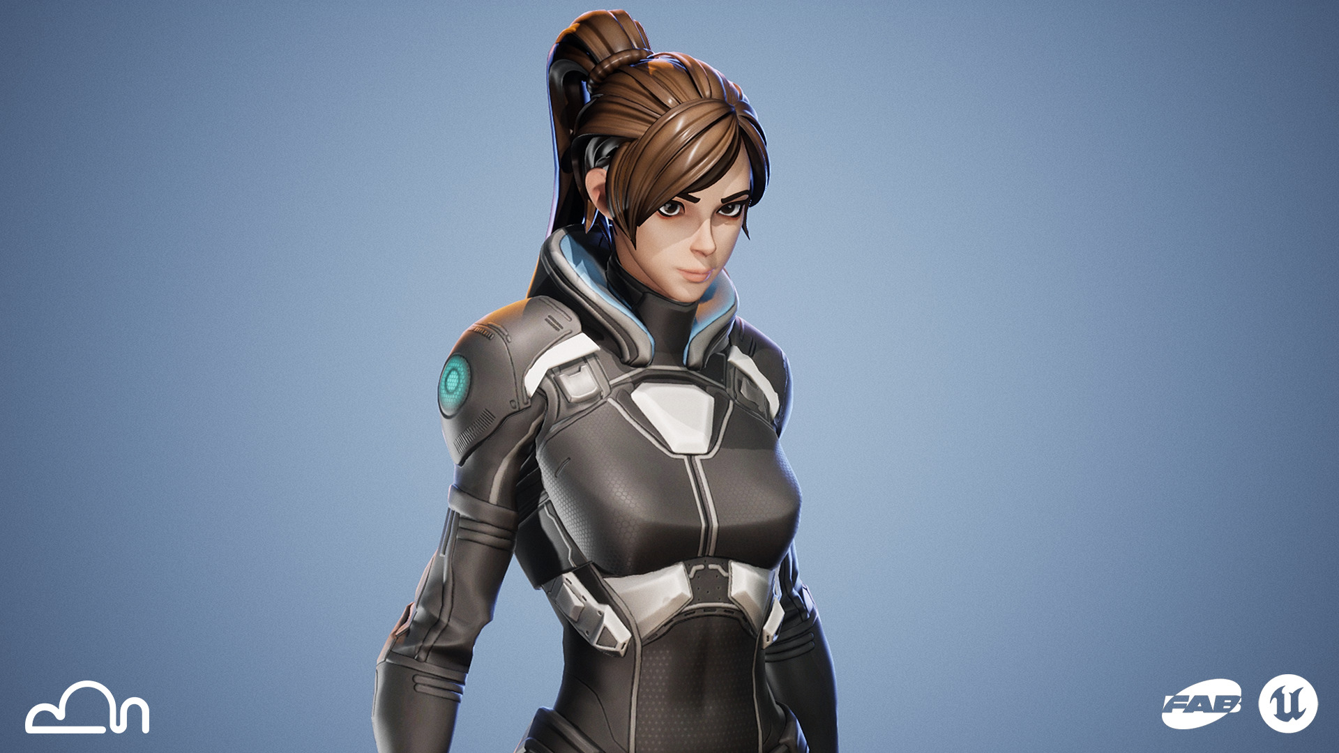 Stylized Sci-fi Girl Low-poly 3D model_5
