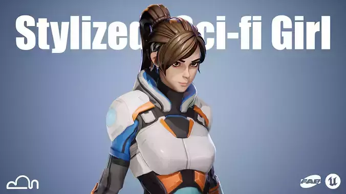 Stylized Sci-fi Girl Low-poly 3D model Stylized Sci-fi Girl Low-poly 3D model