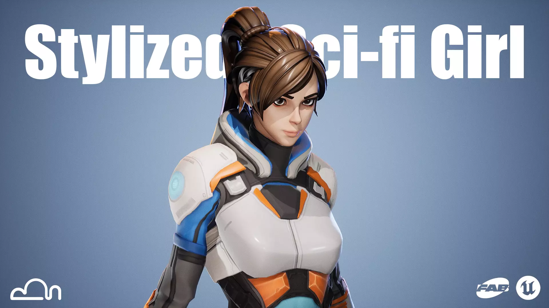 Stylized Sci-fi Girl Low-poly 3D model_0