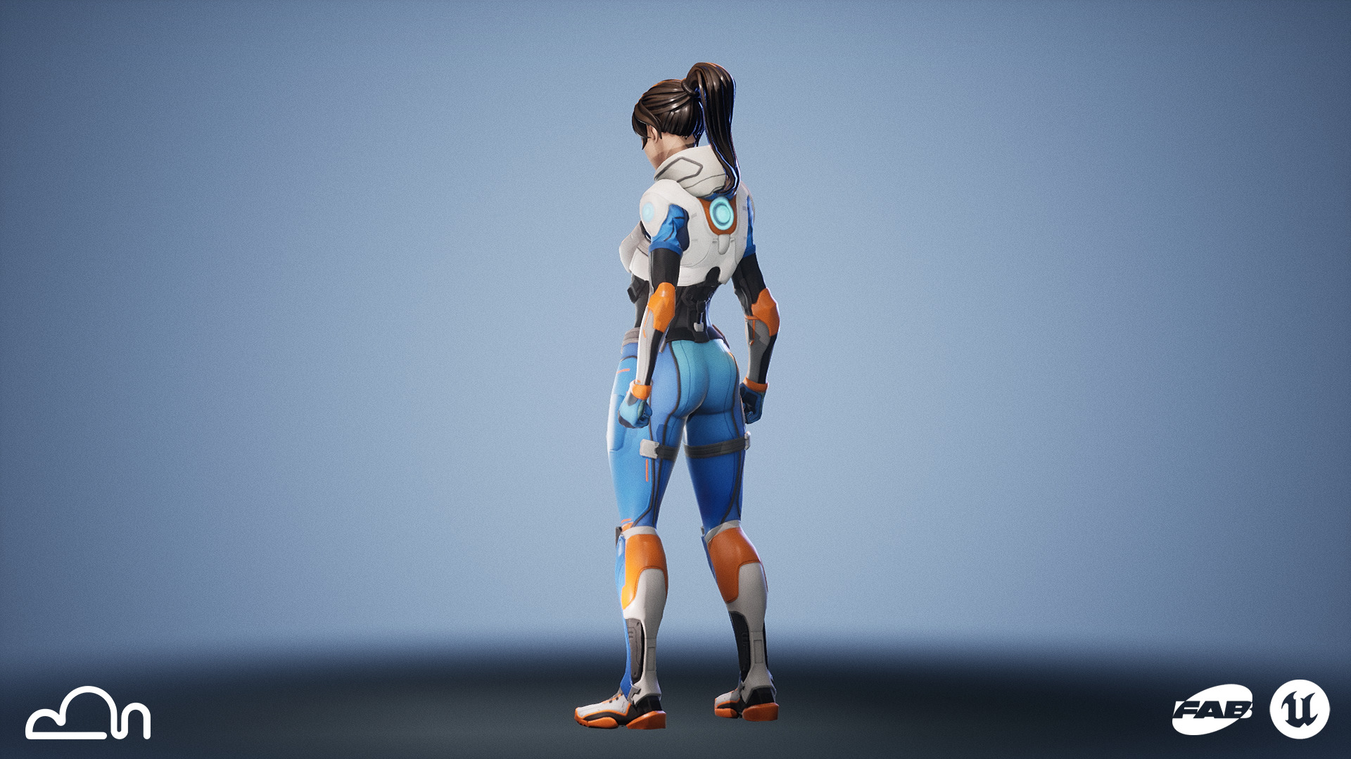Stylized Sci-fi Girl Low-poly 3D model_4