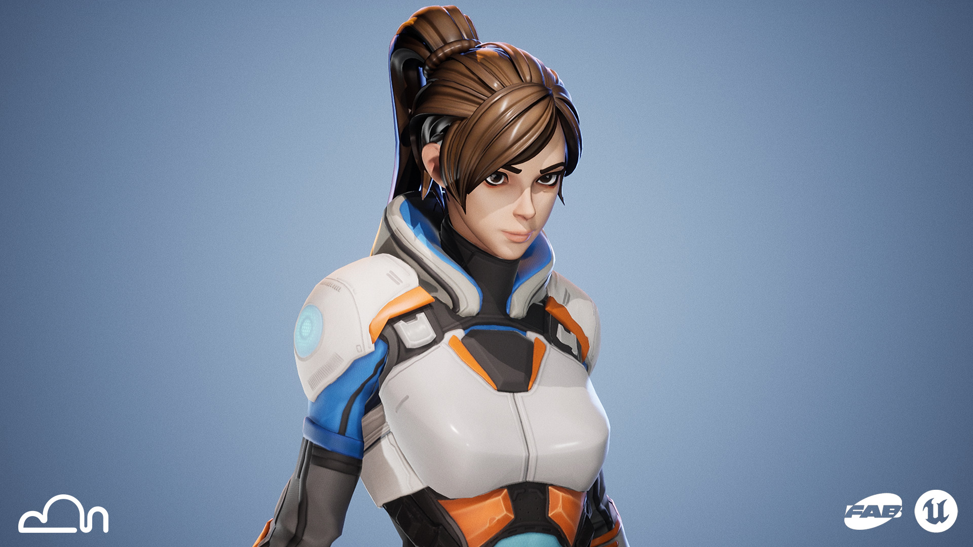 Stylized Sci-fi Girl Low-poly 3D model_6