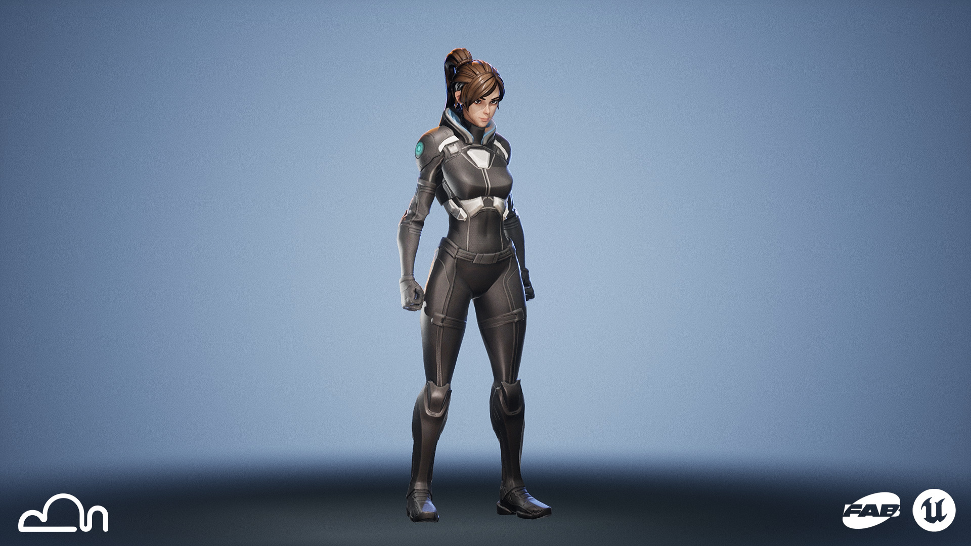 Stylized Sci-fi Girl Low-poly 3D model_3