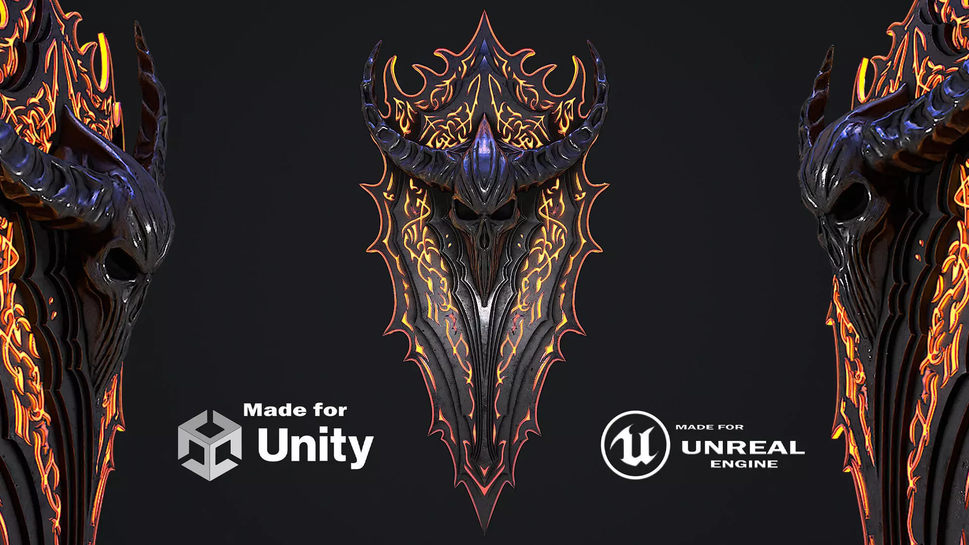 Fantasy shield 1 game ready 3d model Low-poly 3D model_0