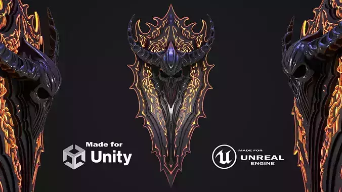 Fantasy shield 1 game ready 3d model