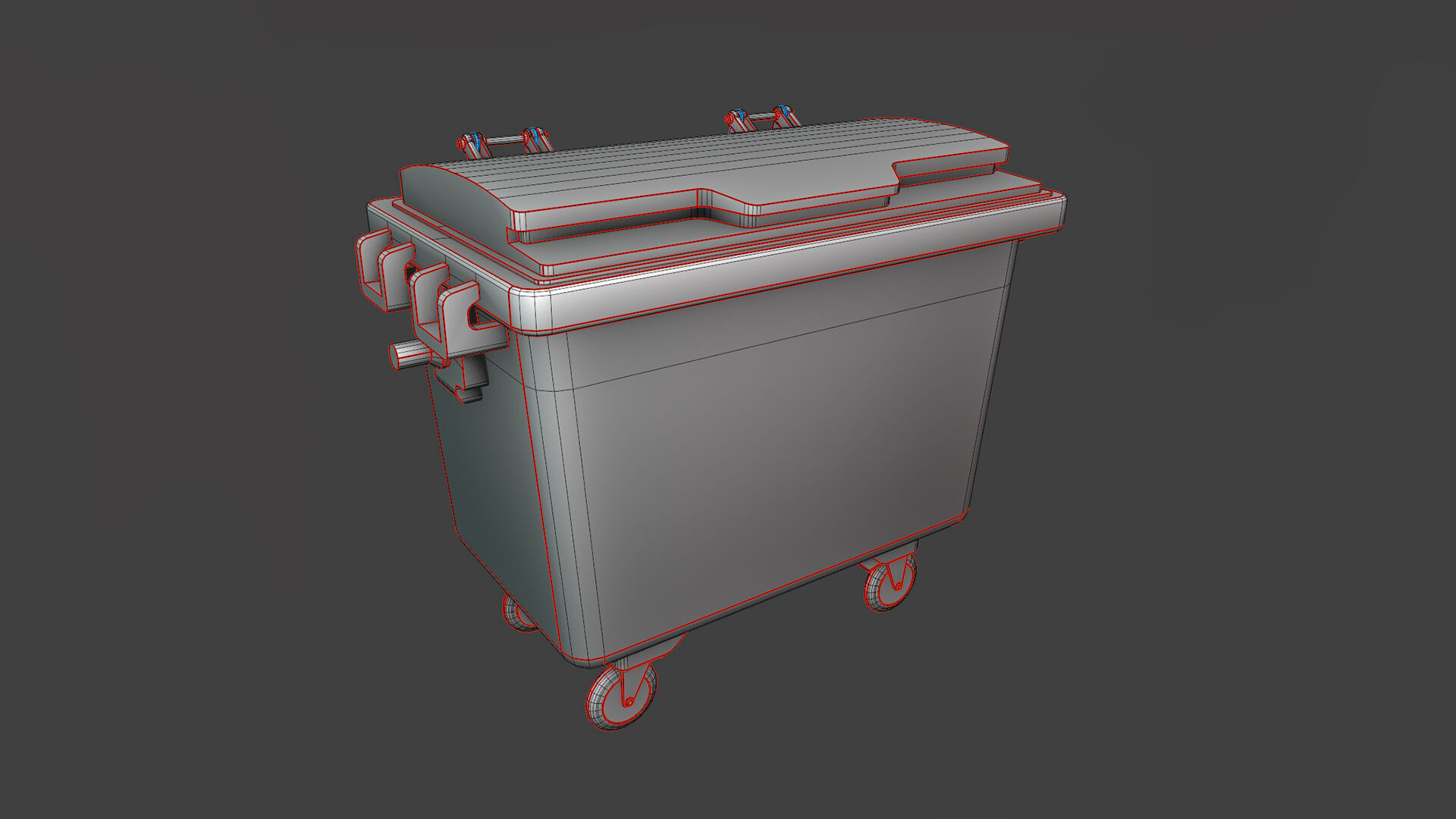 Outdoor Trash Can Low-poly 3D model_9