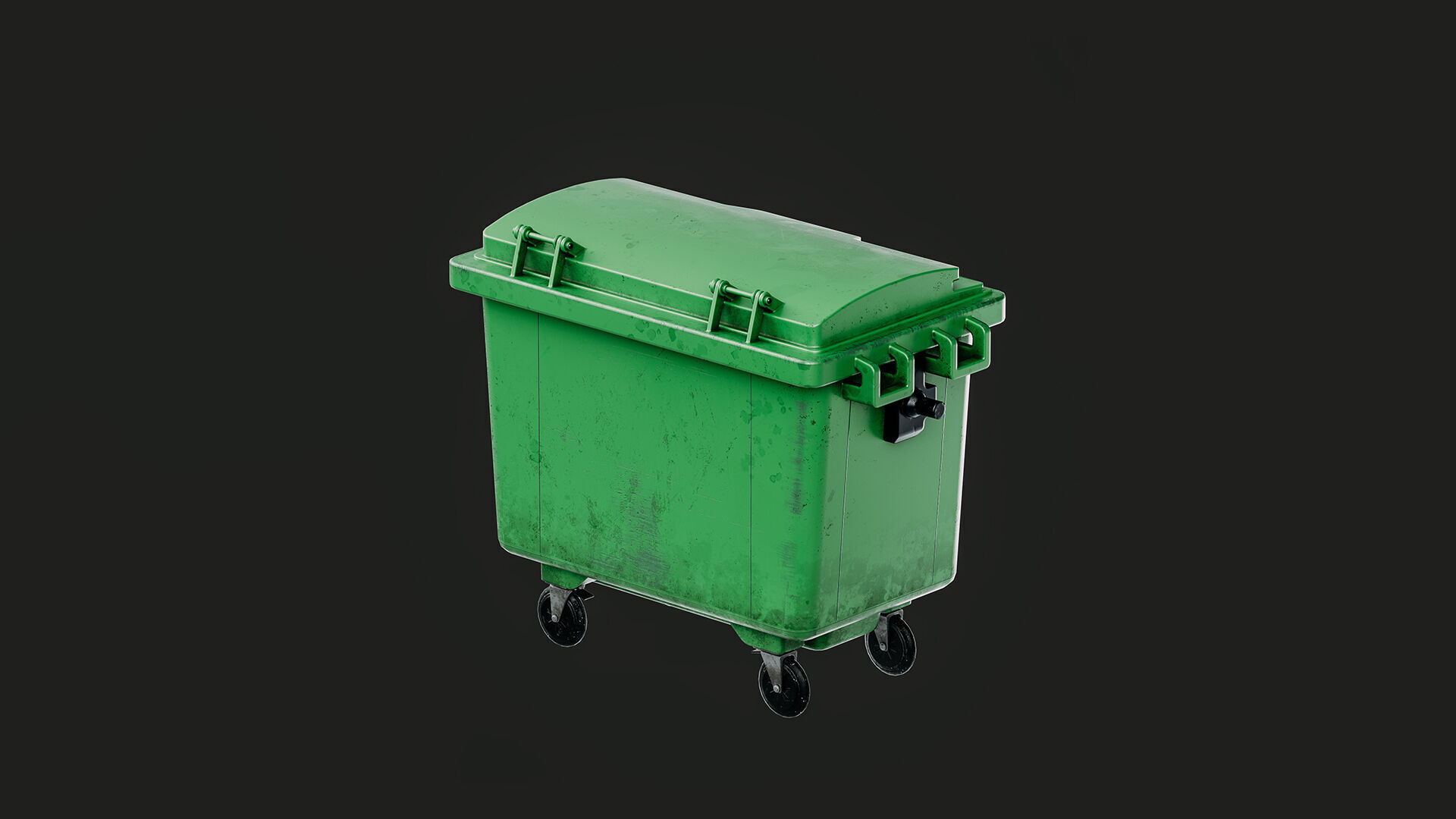 Outdoor Trash Can Low-poly 3D model_5