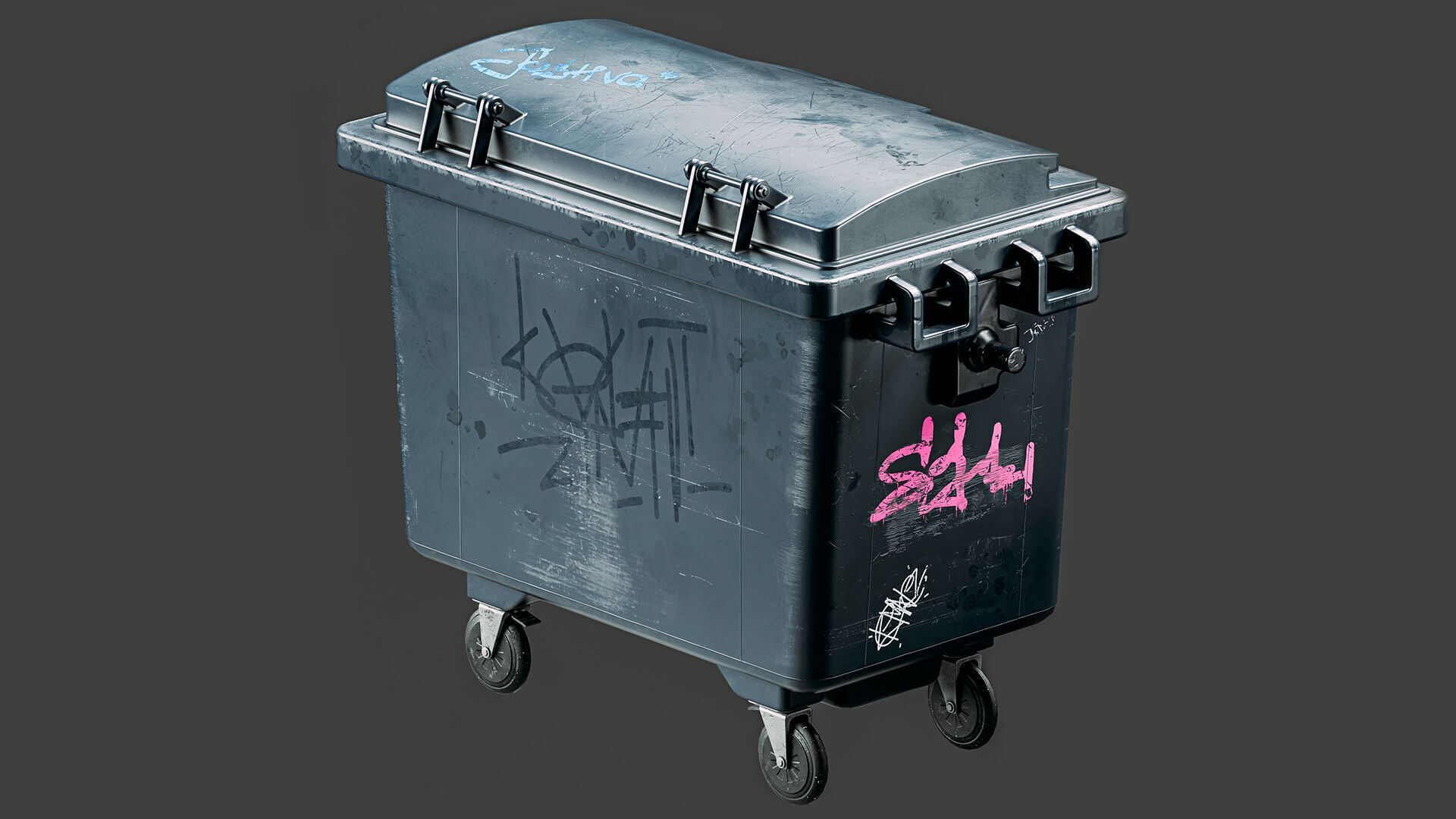 Outdoor Trash Can Low-poly 3D model_1