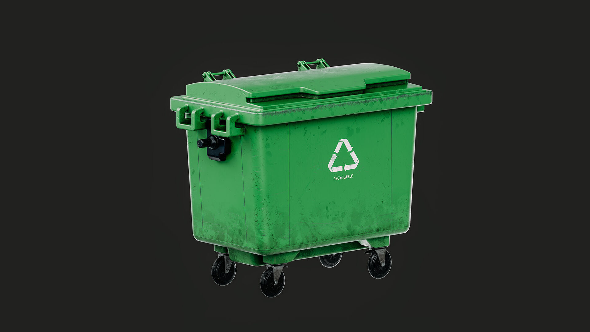 Outdoor Trash Can Low-poly 3D model_6