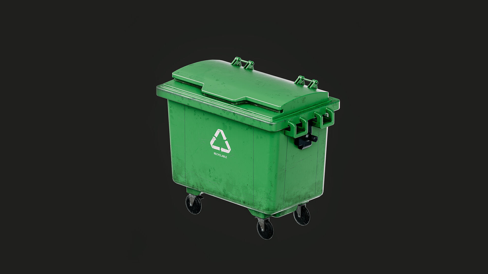 Outdoor Trash Can Low-poly 3D model_4