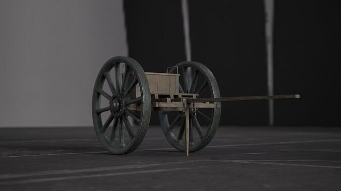 Wooden cart Low-poly 3D model