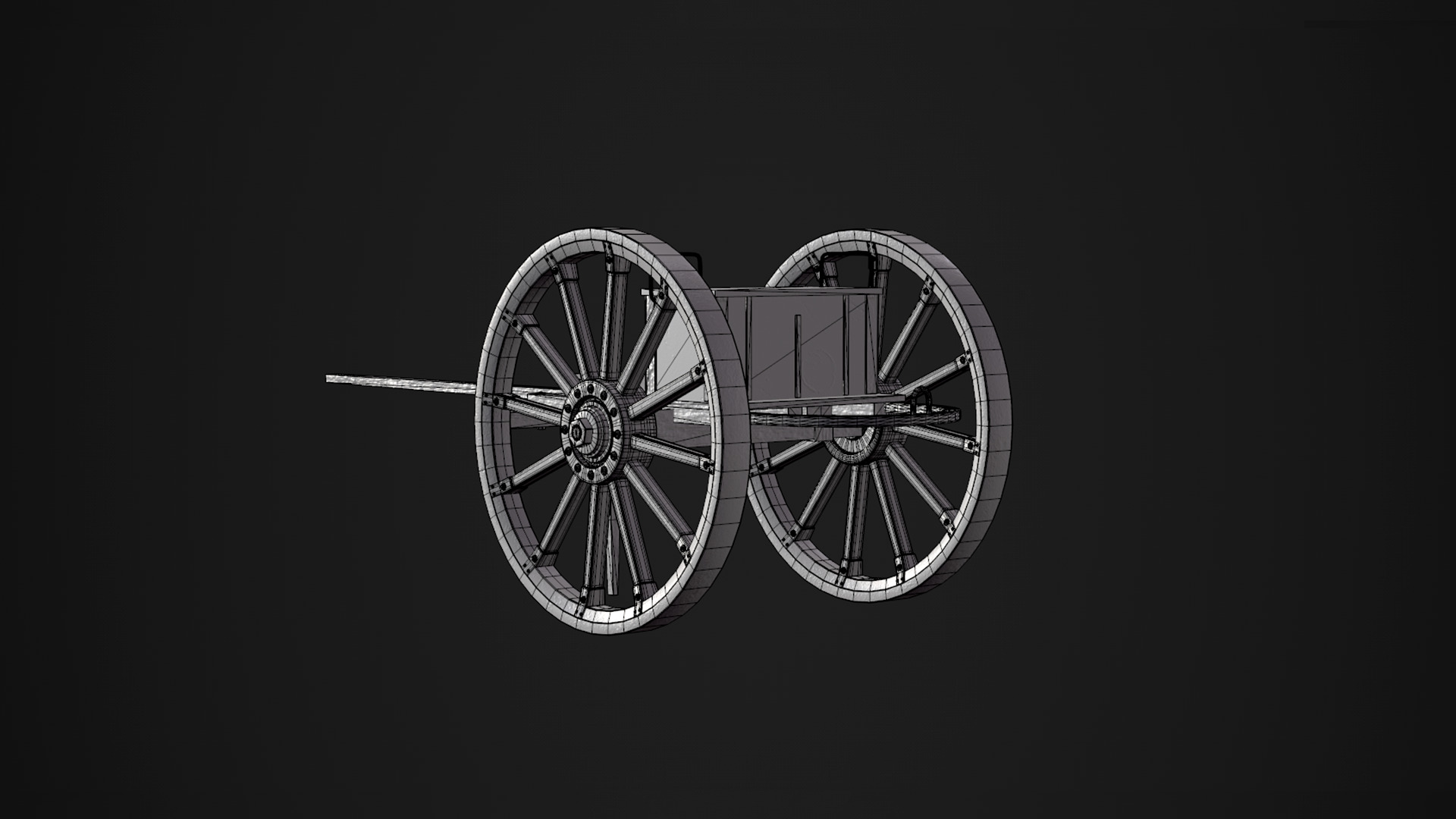 Wooden cart Low-poly 3D model_6