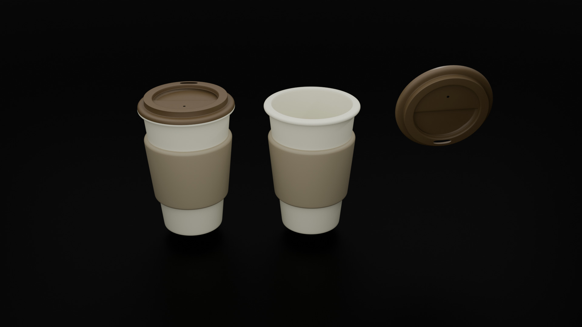 Low-Poly Coffee Cup with Lid - Reusable Eco Mug Low-poly 3D model_3